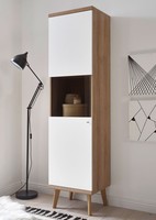 Vitrine Standvitrine Stauraumvitrine Merle 50Cm Eiche Riviera Weiß Matt