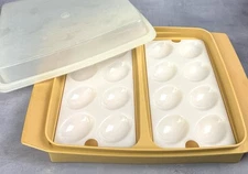 Vintage Tupperware 4 Pc Deviled Egg Keeper/Carrier With 2 Trays & Lid