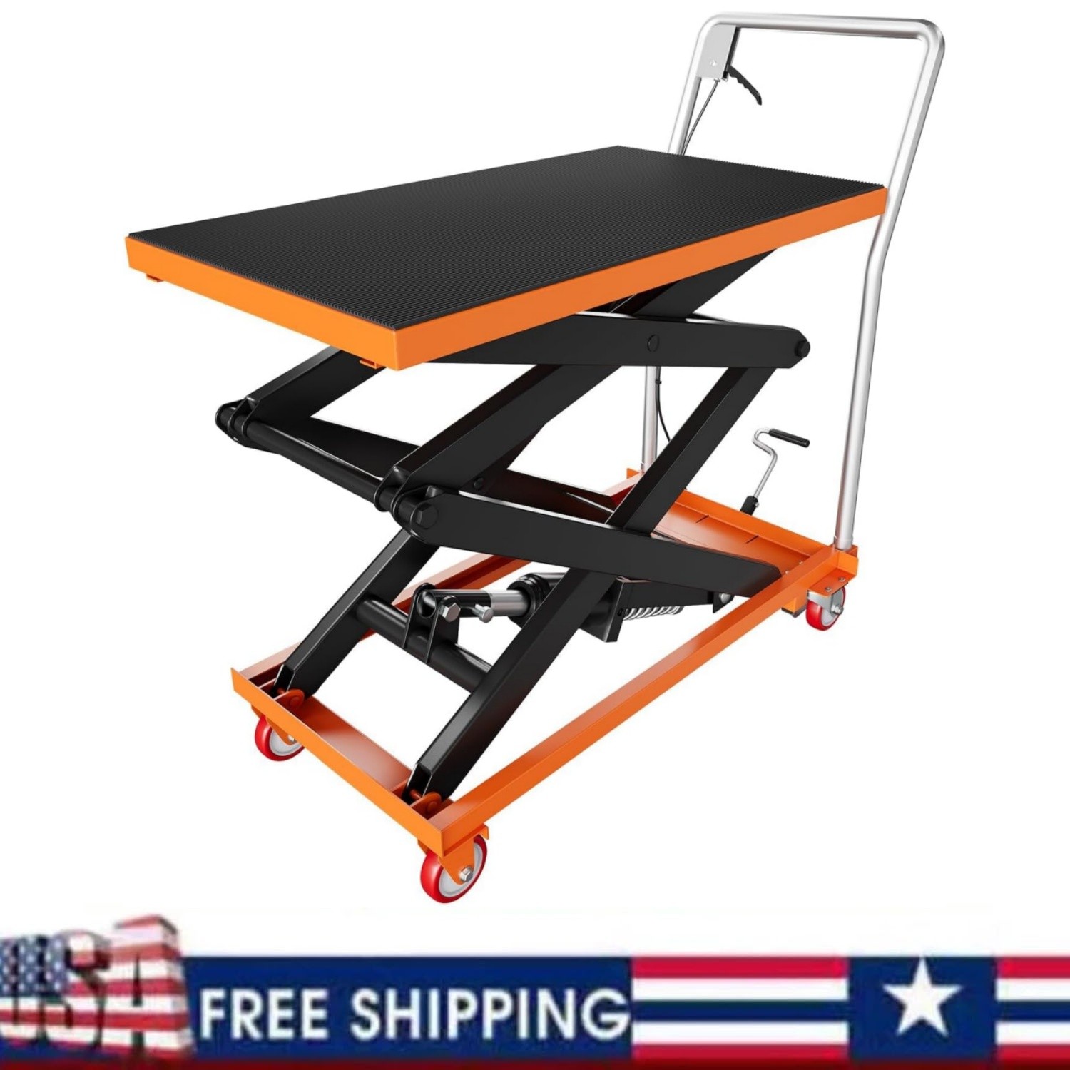 Hydraulic Lift Table Cart Double Scissor Lift 330lbs Capacity Table for Garage