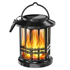 Solar Lanterns Waterproof, Flickering Flame Hanging Light Decor for Garden, Yard