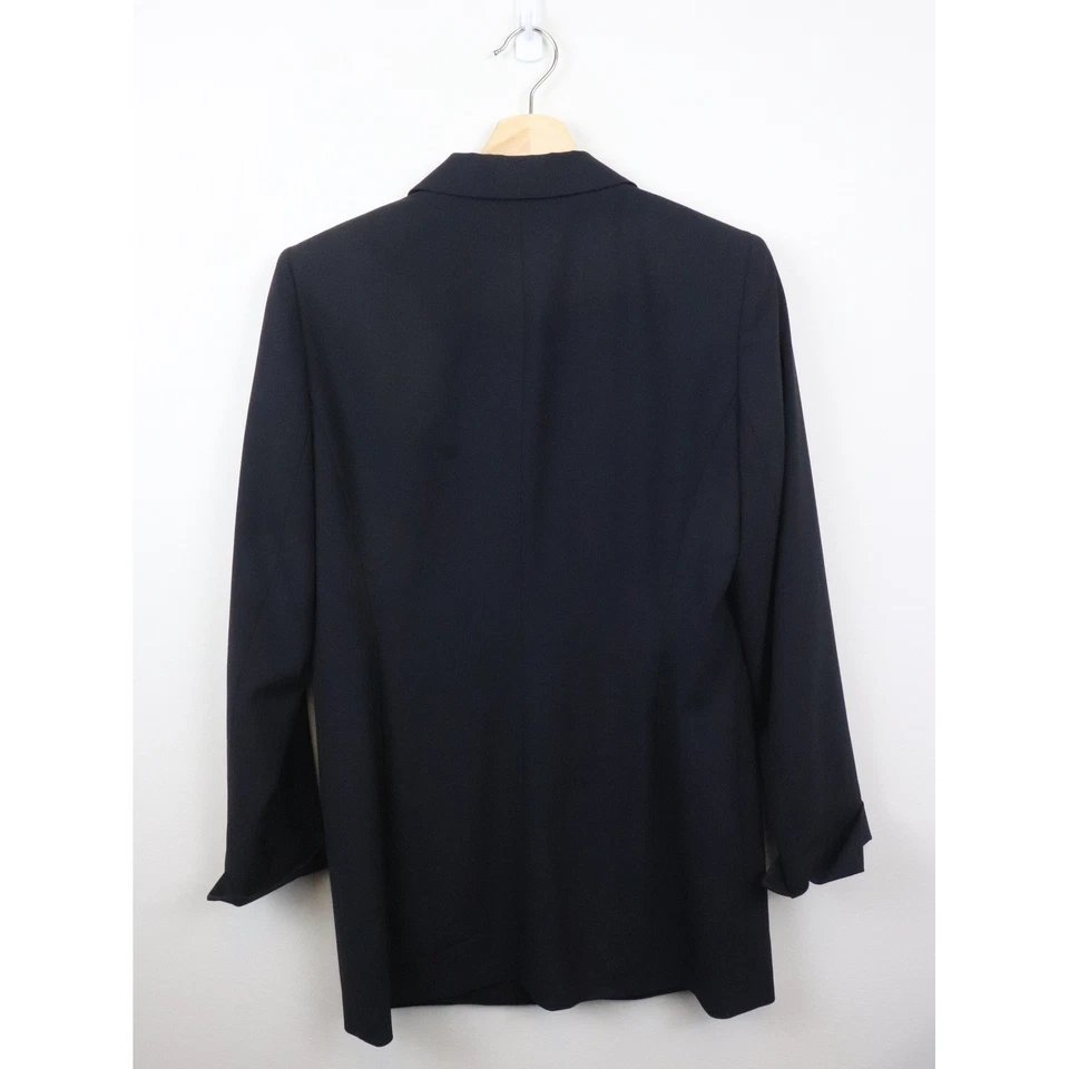 Blazer de lana virgen con puño enrollado de un solo botón Lafayette 148 6 chaqueta azul marino Foto 3 de 4