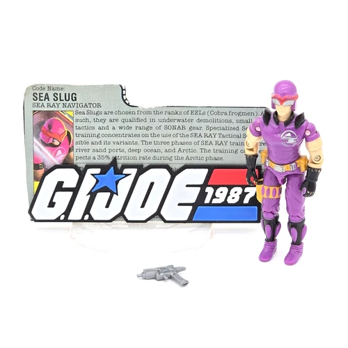 Gi Joe 1987 Sea Slug 100% Complete w/ File Card ARAH Vintage