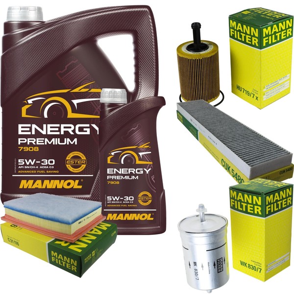 Inspektionspaket 6L Mannol Energy Premium 5W-30 FüR VW Sharan 2.8 V6 24V Seat-image
