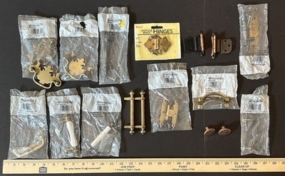 Vintage Lot of Small and Medium Brass & Steel Hinges, Most are New In Packing