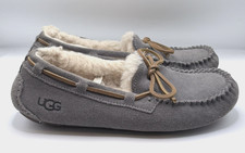 UGG Dakota Slippers Women's Size 6 Gray Suede Sheepskin Moccasins Cozy Comfort