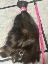 Real Human Hair Cut 12-14 Inch 5.7 Oz Young Girl Child, Soft Wavy Med Dark Brown