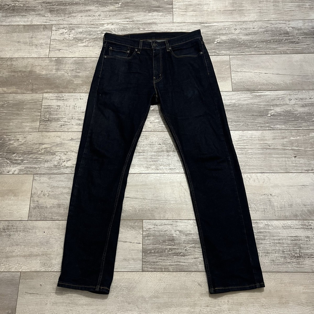 Levis 506 Straight Jeans Mens 32x32 Stretch Dark Wash Blue Denim