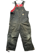 Vintage Carhartt Bib Overalls Men 44x30 Black R38 Double Knee Union Made USA