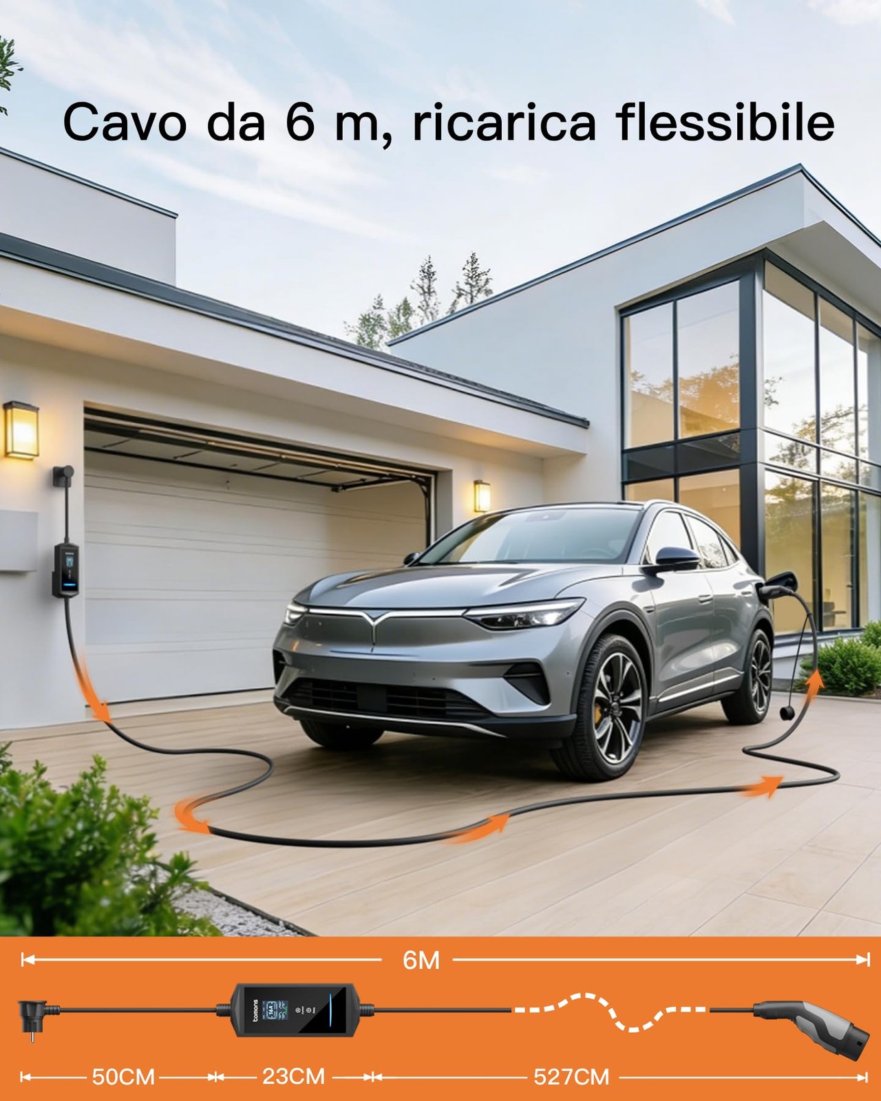 Cavo Ricarica Auto Elettrica App 3,68 Kw 6m Portatile Tipo 2 Schuko Monofase 16 - Miniatura 5