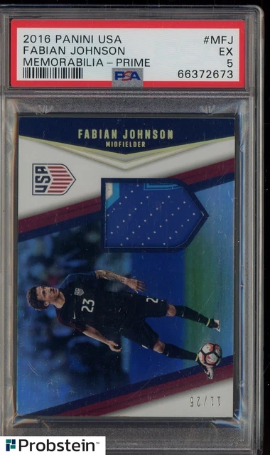 2015 Panini US National Team Prime Fabian Johnson GU 3-Color Patch /25 PSA 5