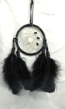 Native American Dream Catcher, 3" Black DreamCatcher, Cherokee Made, COA #DC3-11