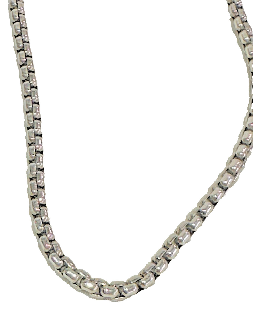 LOVELY DAVID YURMAN STERLING SILVER BOX CHAIN WITH GOLD TAG 21.25" 4MM