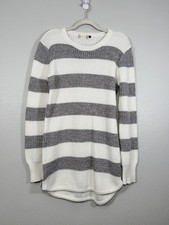 Altar'd State Sweater Dress Long Sleeve Zipper Sides Gray White Striped Women L