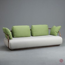 Thonet 2002 Bugholz Sofa Design Couch Stoffbezug Stone Grey Green Gestell Braun