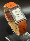 Vintage Seiko Slim Quartz Men's Wrist Watch /Silver Case/ Leather strap