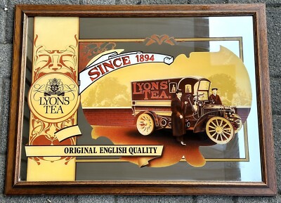 Lyons Tea Original Englische Qualität 1970er Jahre Werbespiegel 68x51cm