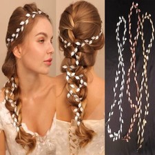 Wedding Hair Vine Rose Gold Bridal Headband Extra Long Leaf Headpiece