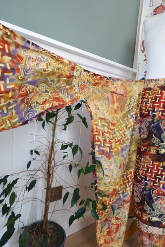 Vintage NICOLE FARHI Multicoloured pure Silk long wrap skirt size 6/8 - Picture 8 of 15