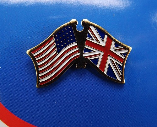 BRAND NEW Lapel Pin USA Great Britain Crossed Flags Enamel 1 1/8" - 第 1/2 張圖片