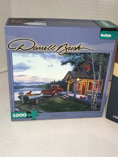 Lot 2 1000 Pc Puzzles Eric Dowdle Williamsburg Quilt & Darrell Bush Cabin Fever - Picture 2 of 9