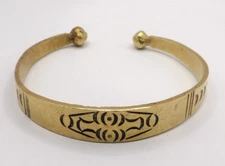 Vintage Solid Brass Hand Forged Brutalist Celtic Norse Torc Bracelet