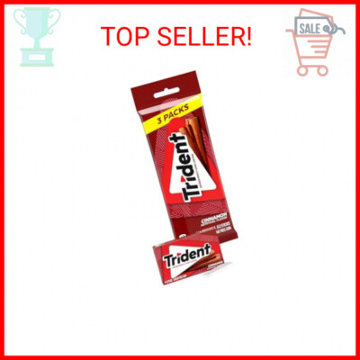 Trident Sugar Free Gum, Cinnamon Flavor, 3 Packs (42 Pieces Total)