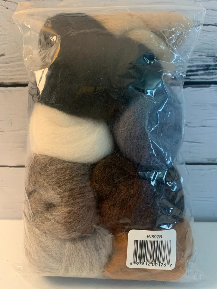 Wystyria Editions Wool Roving 8 pc Furry Friends 12" Wool Crafts NEW - Image 2 of 3
