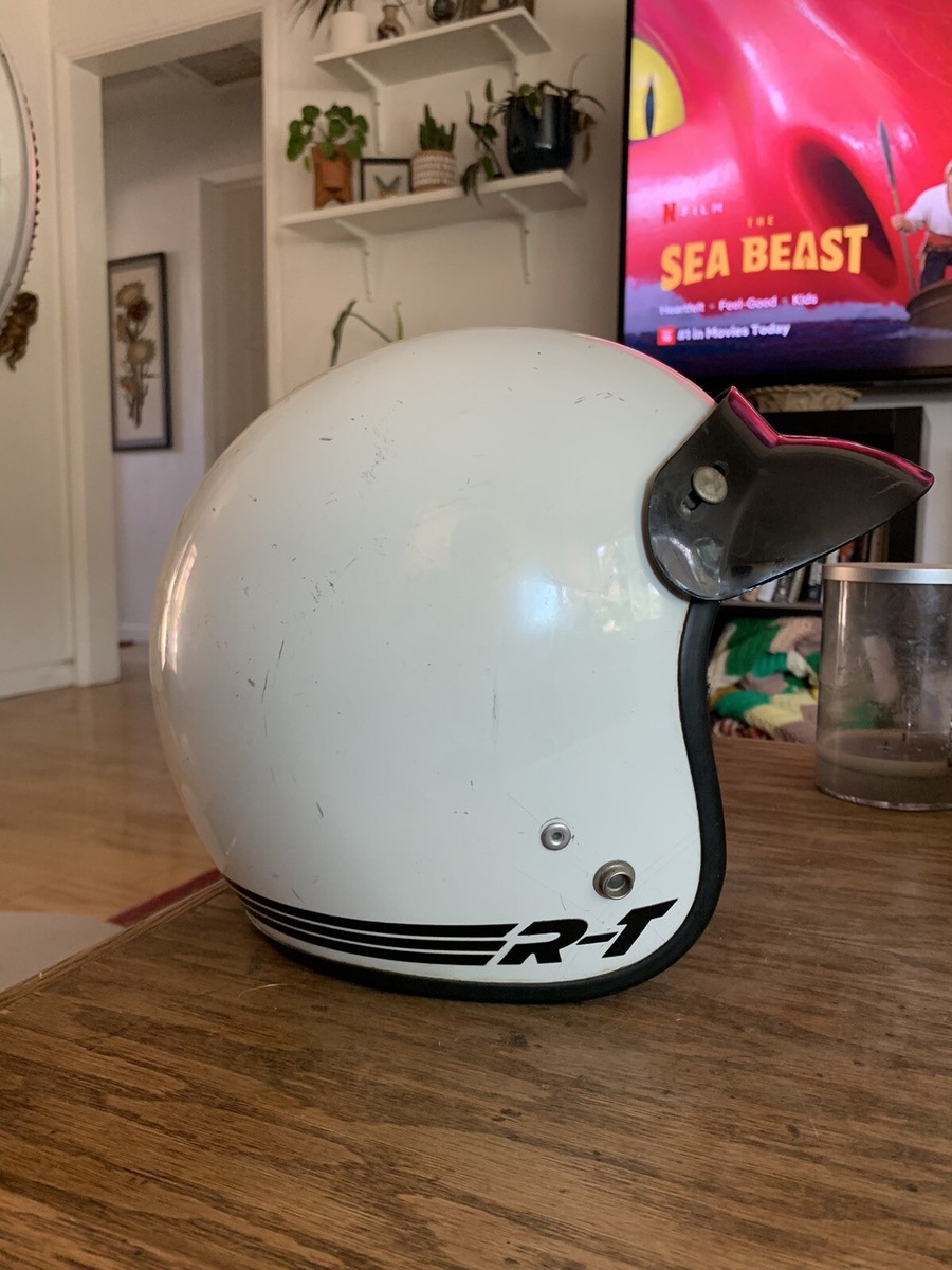 Vintage 1981 white Bell RT Motorcycle Motocross R-T Helmet, small