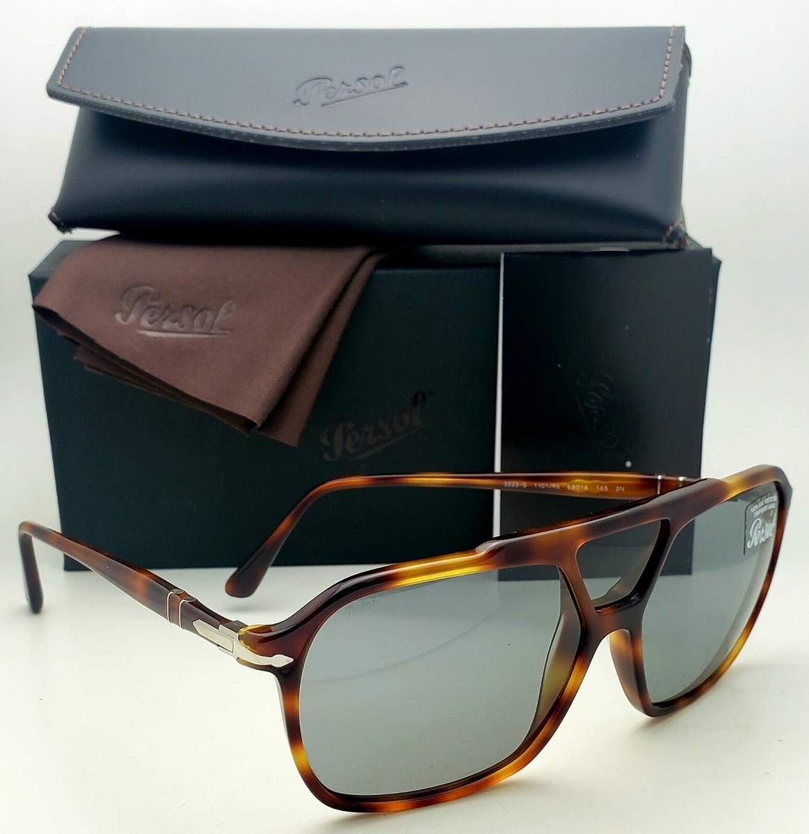 New PERSOL Sunglasses 3223-S 1101/R5 59-14 145 Tortoise Frames