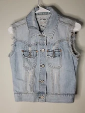 OLD NAVY Women's Size Small Jean Denim Vest Button Up Distressed