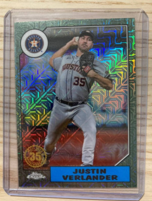 Justin Verlander 2022 Topps Chrome Baseball /99 Green 35th Anniversary