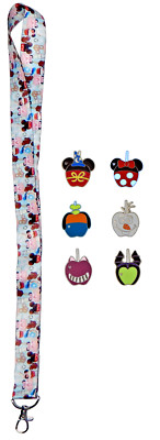 Character Candy Apples Collection 6 Disney Park Trading Set With Lanyard ~ New