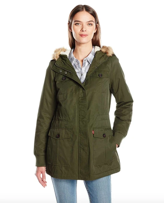 Levi's Women's Cotton Nylon Faux Fur Hooded Sherpa Parka Jacket Variety
