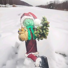 Grinch Santa Decoration 23  Christmas Holiday Figure Doll w/ Tree  Toy Sack