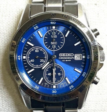 SEIKO Selection SBTQ071 Chronograph Quartz Men's Watch in Box Silver Blue FromJP