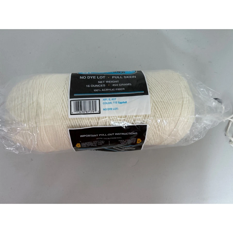 Coats & Clark The Pounder Yarn Eggshell #133 4 Ply Worsted Weight Yarn  AT400 - Image 2 of 4