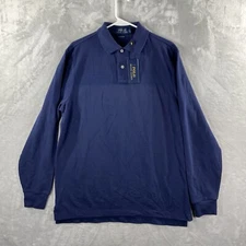 Polo Ralph Lauren Shirt men's Medium Blue Long Sleeve Classic Fit No Logo Cotton