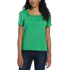 Rafaella Women's Squareneck Top Size Medium Green