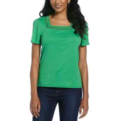 Rafaella Women's Squareneck Top Size L Green