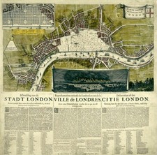 Quadro Mappa di Londra 1666 Cartina Geografica Stampa Mdf Tela Swarovski Arredo