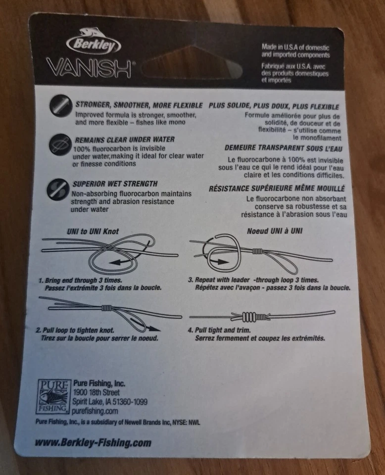 Berkley Vanish 100% Fluorocarbono Líder Material 50 Lb Prueba 25 Yardas Transparente Foto 2 de 2