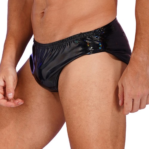 Slip uomo sexy pelle intimo wet look elastico in vita mutande lingerie - Foto 55 di 87