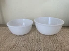 Vintage Anchor Hocking Fire King White Swirl Mixing Bowls #7 And #8 Milk Glass