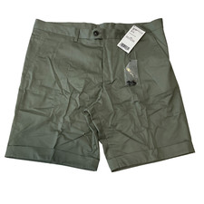 Mango Mng Bermuda Dress Shorts Mens Size 36 Green With Pockets Cuffed