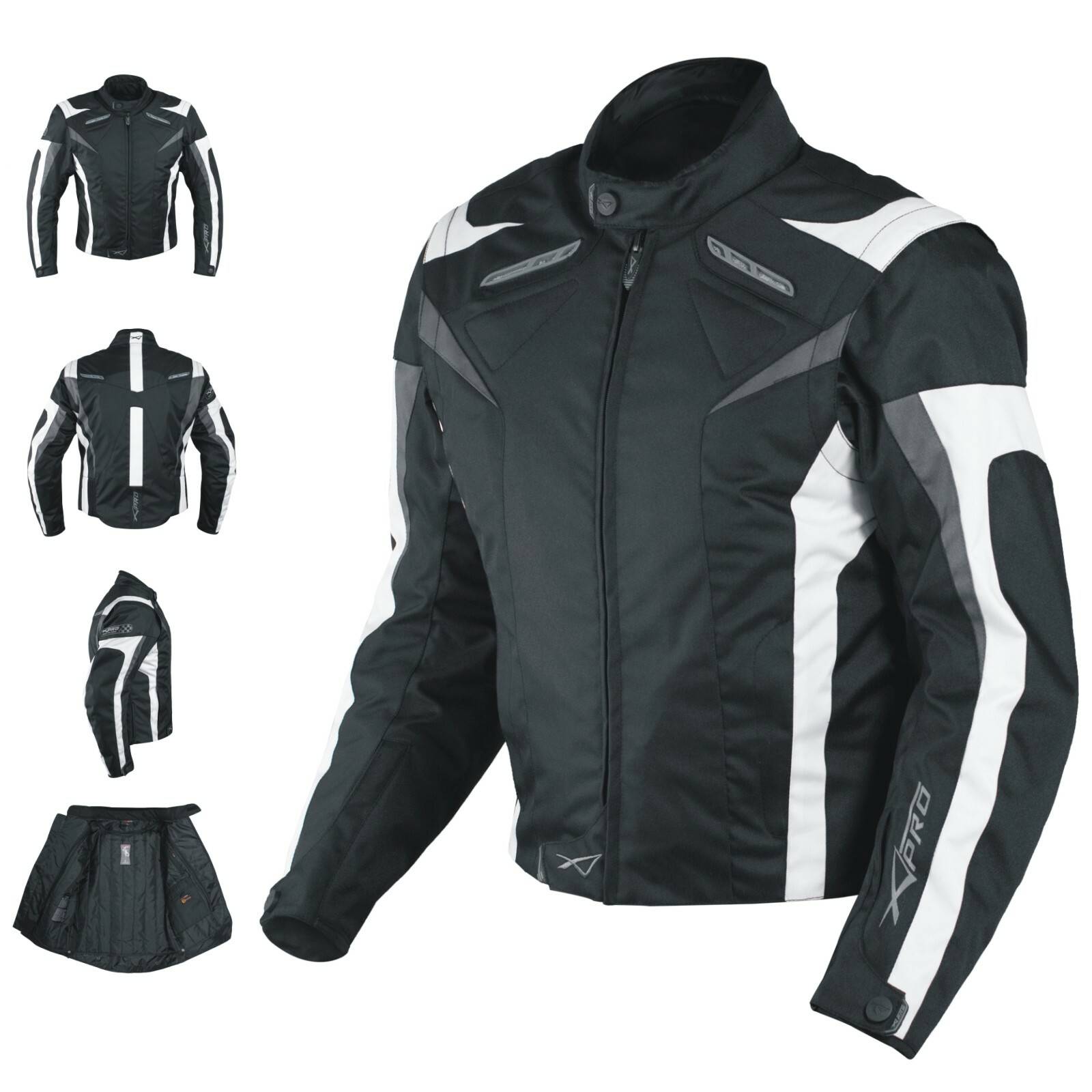 Motorcycle Jacket CE Armored Textile Motorbike Racing  Thermal Liner  White 4XL