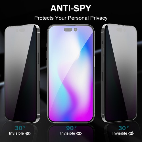 2-Pack For iPhone 14 Pro Max Full Cover Privacy Glass Anti-Spy Screen Protector - Picture 4 of 9