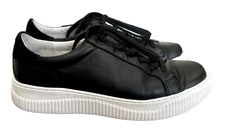 Sofft Parkyn  Black Leather Platform Comfort Athletic Shoes Sneakers W-7.5M