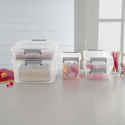 (3 pack) Sterilite 12.7 Qt. Plastic Modular ID Latch Box, Latches with Clear Lid