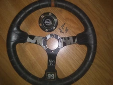 NRG RST-036MB-S-KMR 350MM Black Suede Kyle Mohan Edition 14-Inch Steering Wheel