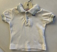 Vintage IZOD Lacoste Boy's 1/4 Button Up Polo Shirt Size 6-9MOS Blue Green Tan